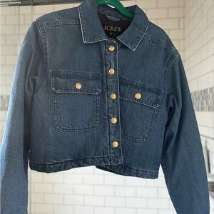 J.Crew Puffer Blue Denim Jacket with Gold Buttons NWOT